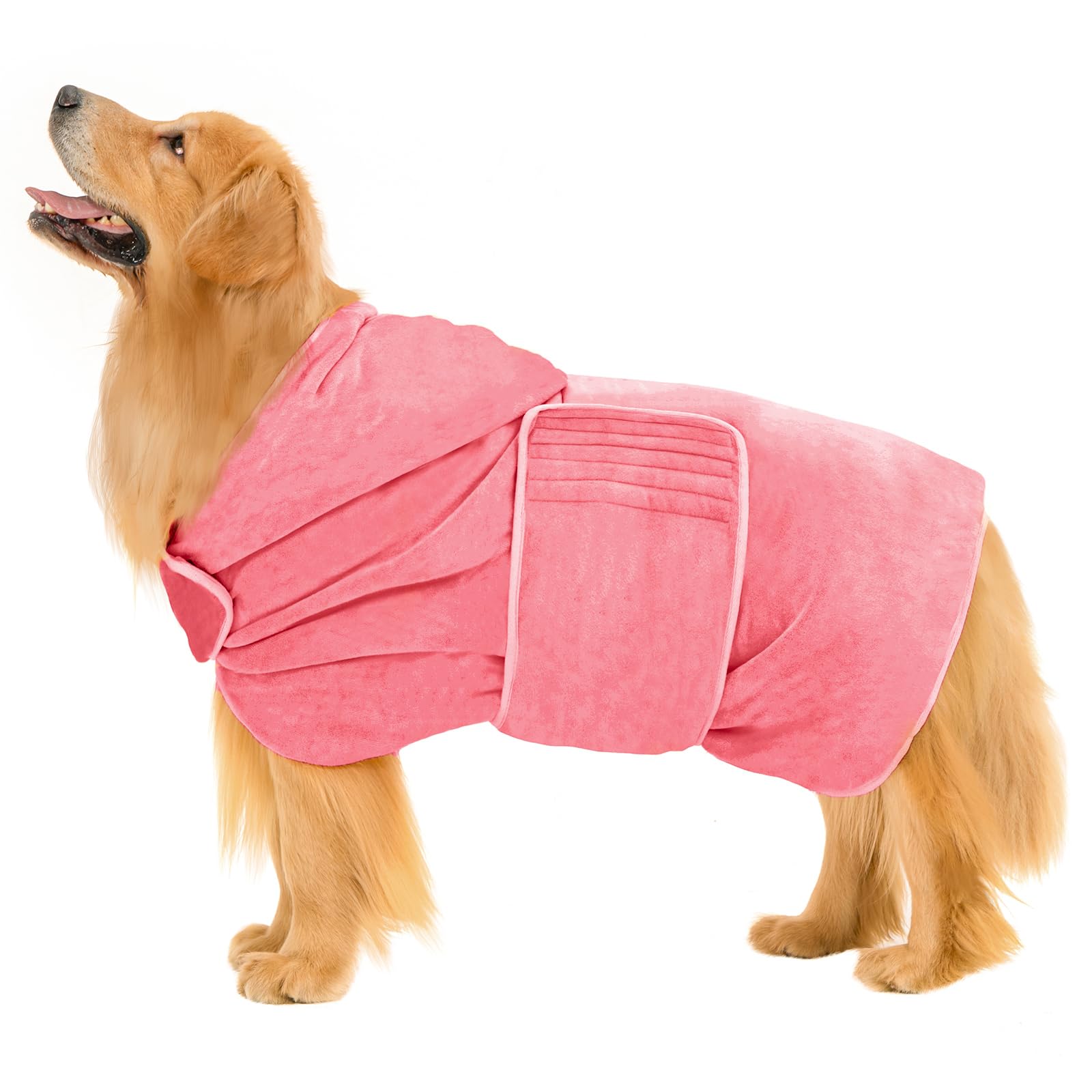 Avont Dog Bathrobe - Super Absorbent Pet Drying Towel Bath Robes After Bath Shower Swim Wet Walk For Puppies -Pink(Xl)