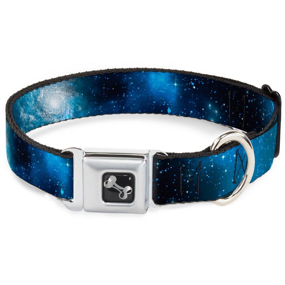 Dog Collar Seatbelt Buckle Galaxy Blues Blues 16 To 23 Inches 1.5 Inch Wide