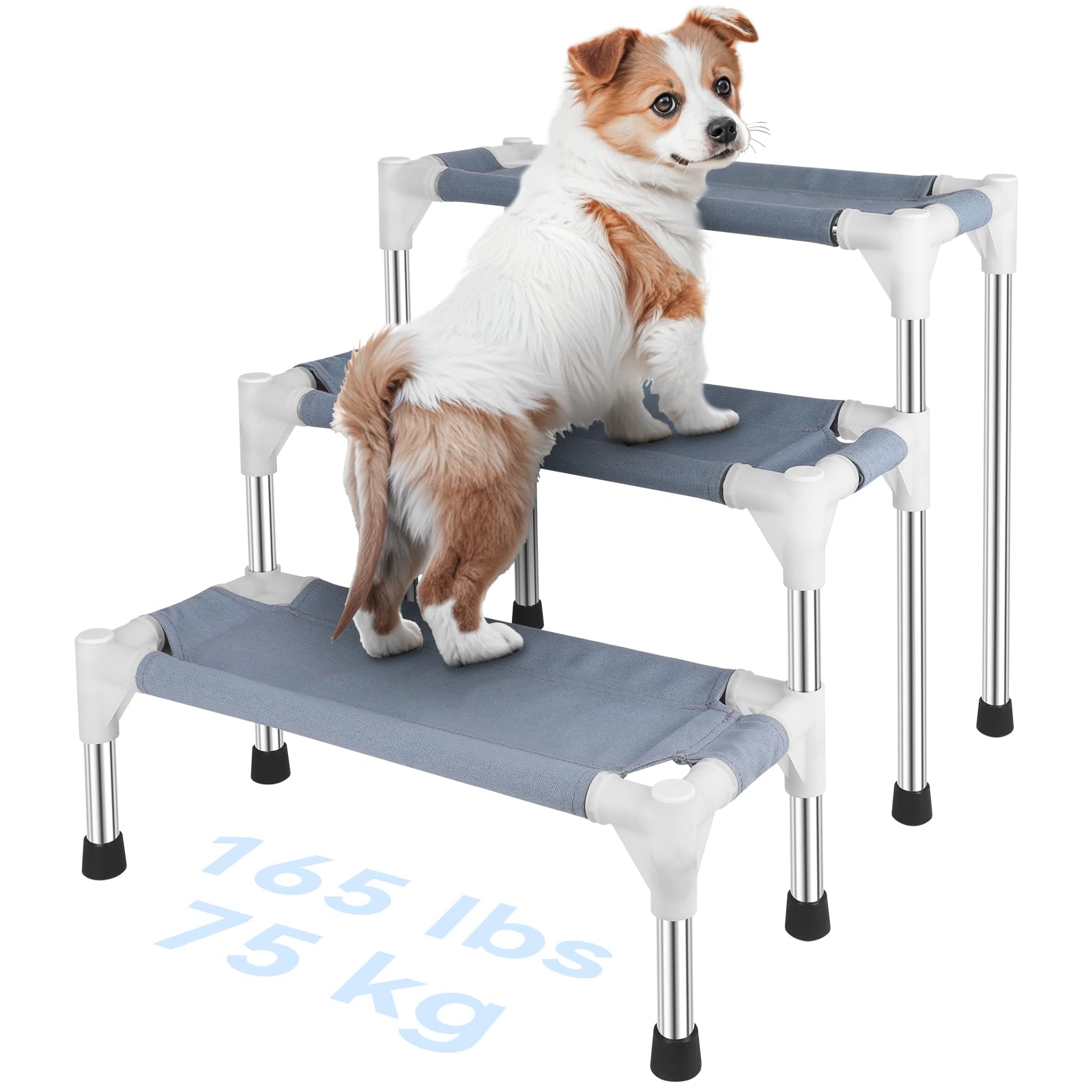 Makerfire Dog Stairs For Small Dogs (3-Step), Dog Steps For Bed/Couch, Pet Stairs For Dogs To Get On Bed