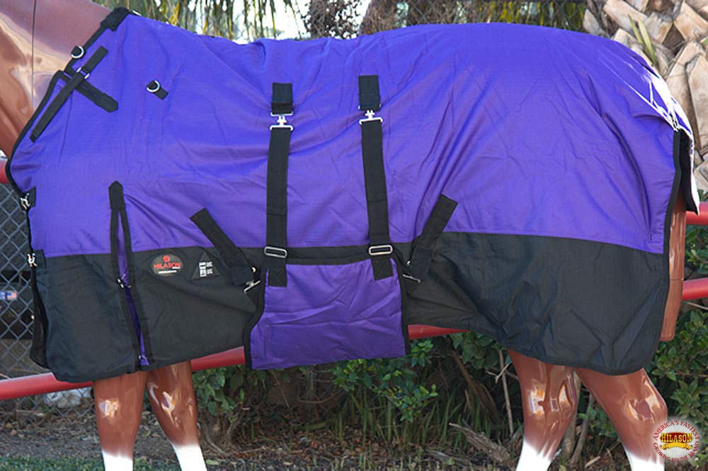 Hilason 1200D Winter Waterproof Poly Horse Blanket Belly Wrap Purple | Horse Blanket | Horse 66 In