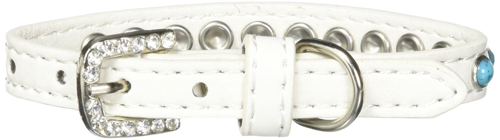 Mirage Pet Products Southwest Turquoise Pearl White Puppy Dog Collar, Size 10