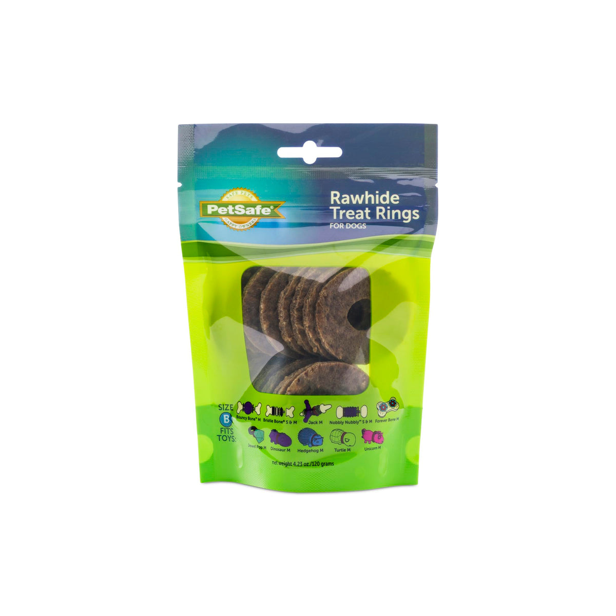 Petsafe Natural Rawhide Treat Ring Refills For Busy Buddy Dog Toys, Size B Fits Small/Medium And Medium Toys, 16 Rings