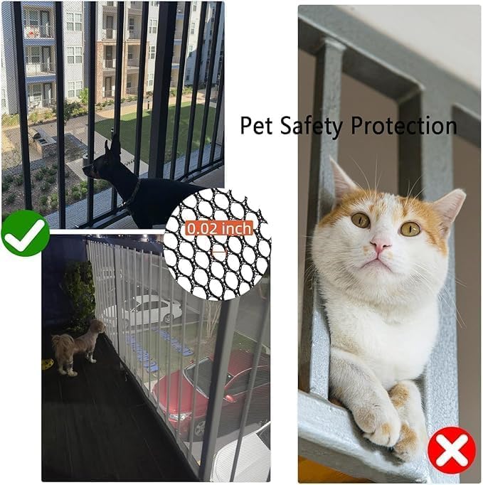 Stairway Net, 15ft x 3ft Child Safety Net, Banister Guard for Baby, Balcony Netting for Pets, Railing Safety Net for Baby Proofi