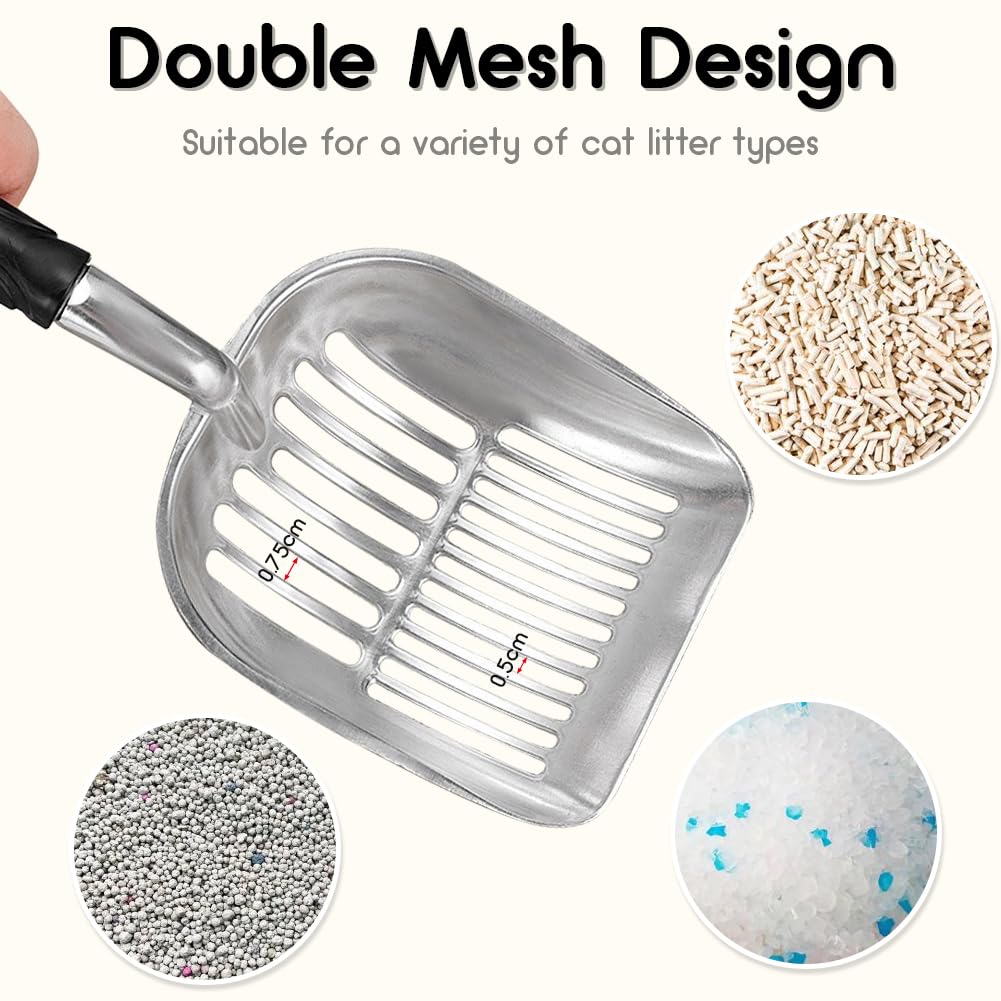 Cat Litter Scoop - Sturdy Mesh Scooper,Long Handle Cat Scooper,Aluminum Alloy Sifter Metal Scoop,Poop Sifting,Mesh Shovel,Suitab
