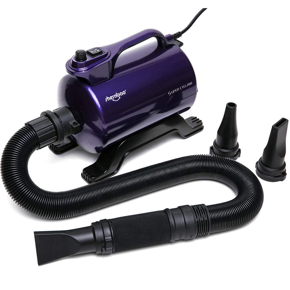 Shernbao High Velocity Professional Dog Pet Grooming Hair Drying Force Dryer Blower 5.0Hp (Super Cyclone) Shd-2600P (Purple)