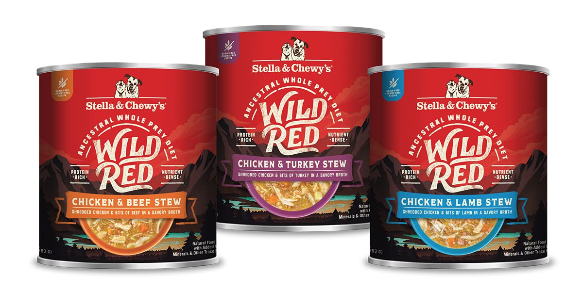 Stella & Chewys Wild Red Wet Dog Food Variety Pack Stews High Protein Recipes, 10 Ounce (Pack of 3)