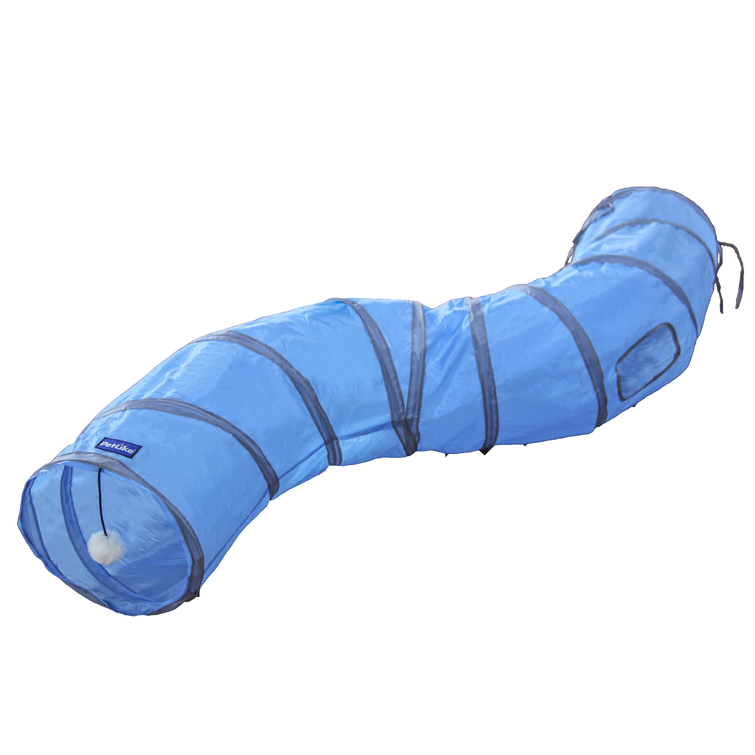 Petlike S Way Cat Tunnel Collapsible Pop-Up Pet Tube Hideaway Play Toy With Ball (S-Way, Blue)