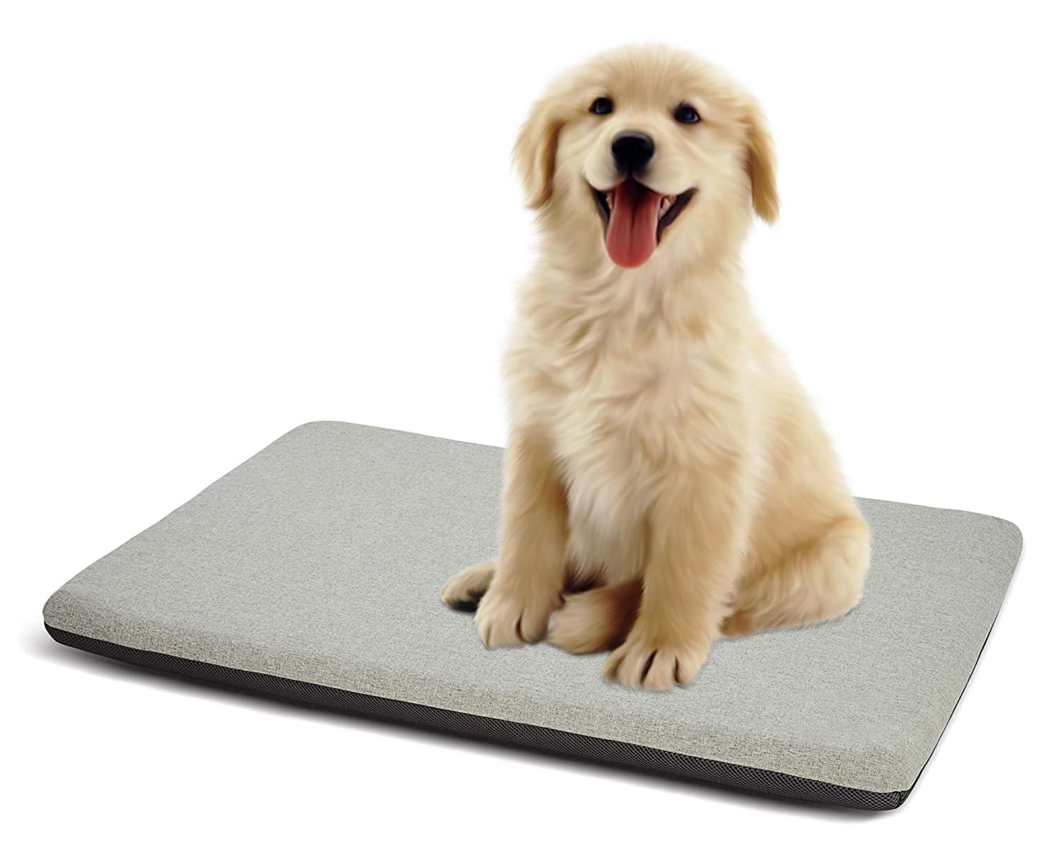 Panku Orthopedic Dog Beds For Median Dogs, Dog Pad For Crate With Durable Washable Waterproof Linen Removable Cover, Grey