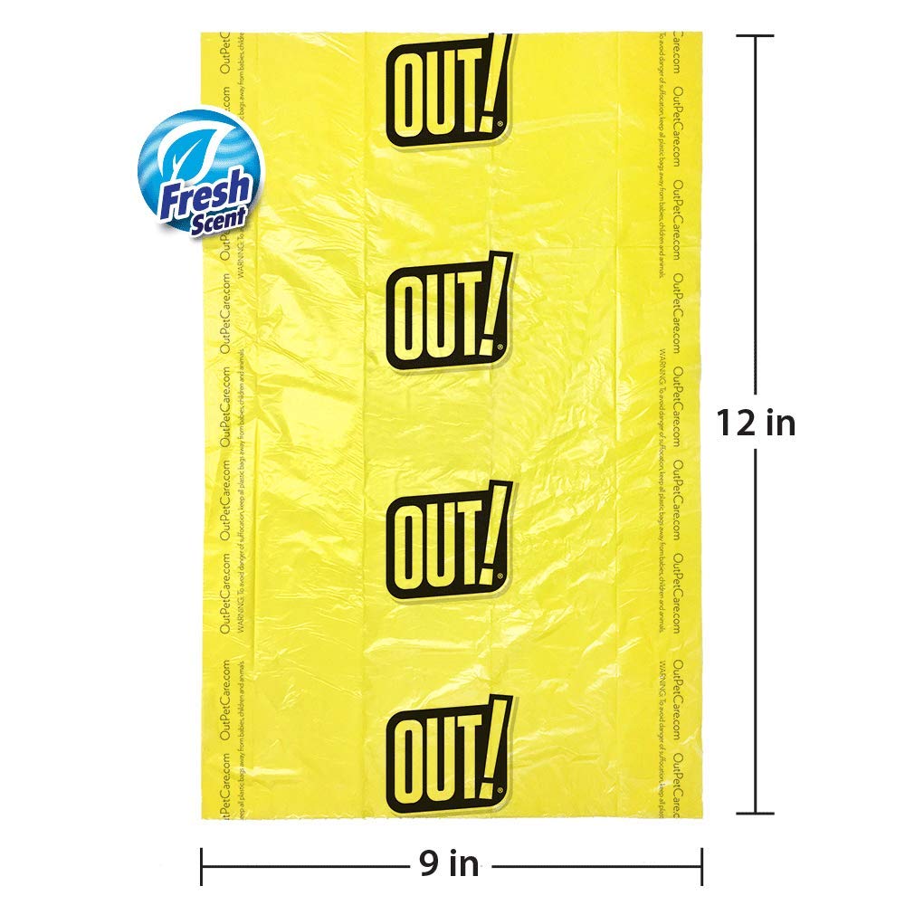 OUT! Dog Poop Bags | Strong, Leak Proof Dog Waste Bags | 9 x 12 Inches, 600 Yellow Bags