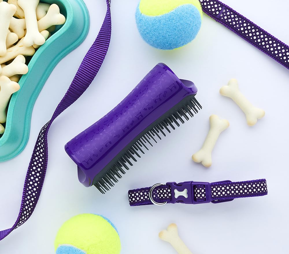Tangle Teezer | Pet Teezer | De-Shedding And Dog Grooming Brush | Dry Brush Or Dog Bath Brush | Purple & Grey