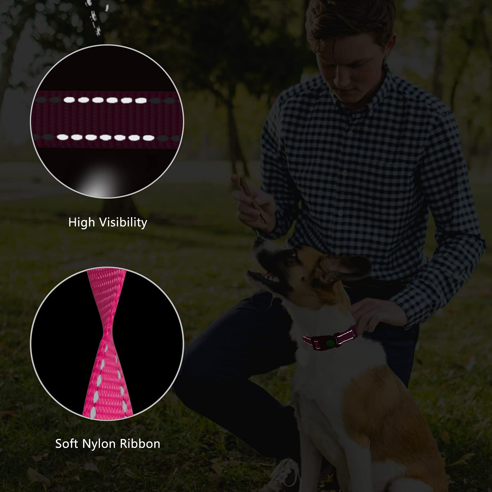 Martingale Dog Collar And Leash Set Martingale Collars For Dogs Reflective Martingale Collar For Large Medium Small Dogs(Hot Pink&M)