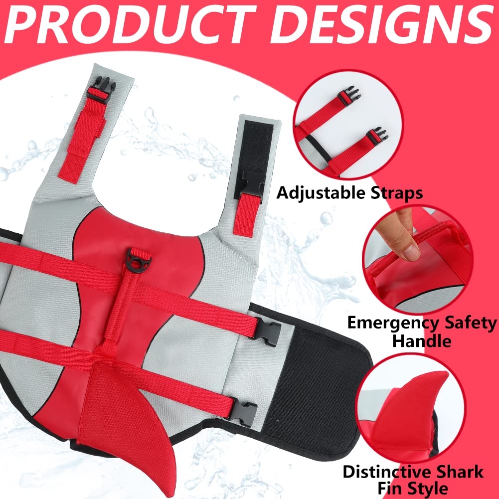 Emust Dog Life Jacket, Ripstop Dog Lifesaver Vests With Rescue Handle For Small Medium And Large Dogs, Pet Safety Swimsuit Preserver For Swimming Pool Beach Boating (Xs,Red)