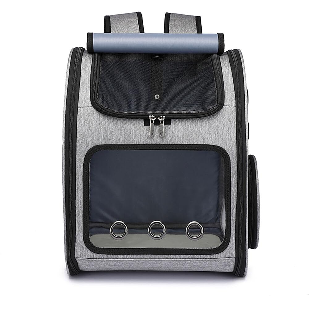 Critter Sitters Grey Pet Backpack For Small Dogs, Cats With Scratch Resistant Breathable Mesh Windows, Airline Carry-On Approved
