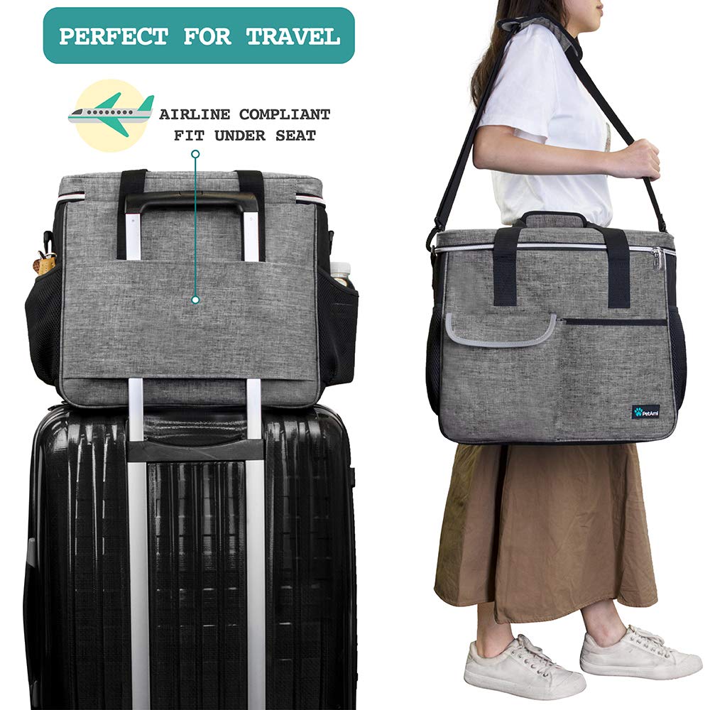PetAmi Dog Travel Bag, Travel Pet Bag Organizer, Dog Food Travel Bag with Food Container and Bowls, Dog Travel Supplies Gift Acc