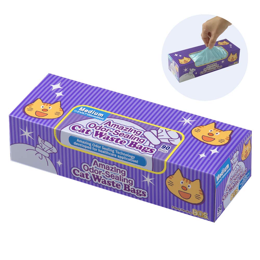 Bos Amazing Odor Sealing Cat Waste Disposal Bags - Durable And Unscented [Size: M, Color: Light Blue] (90 Count, Pack Of 1) (90 Bags)