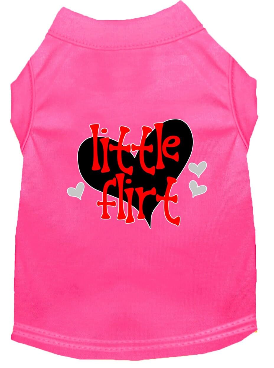 Pet Dog & Cat Shirt Screen Printed, "Little Flirt" Bright Pink SM (3-6 lbs.)