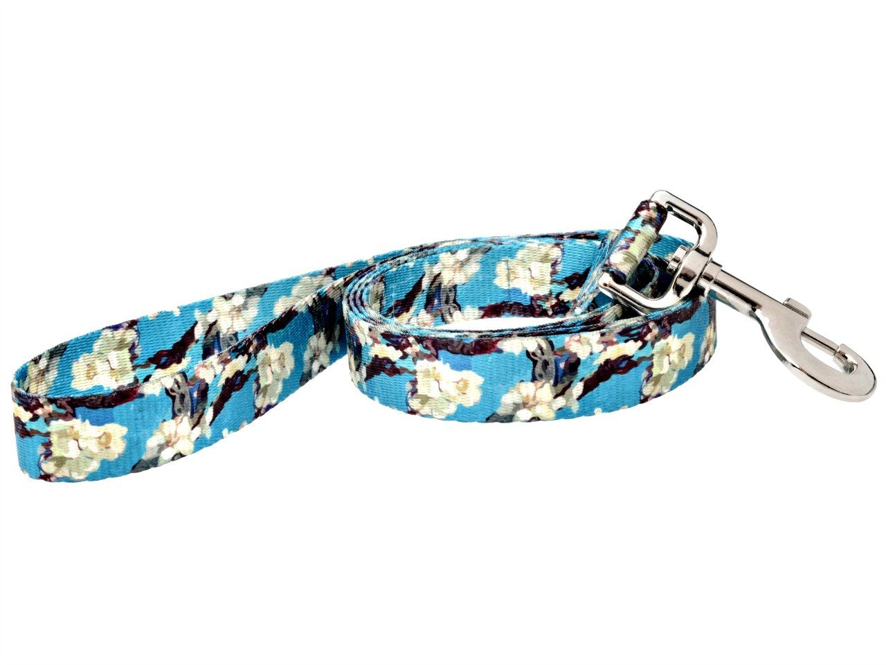 Doggyride Fashion Dog Leash, 5-Feet, Van Gogh Almond Blossom, Turquoise/Cream