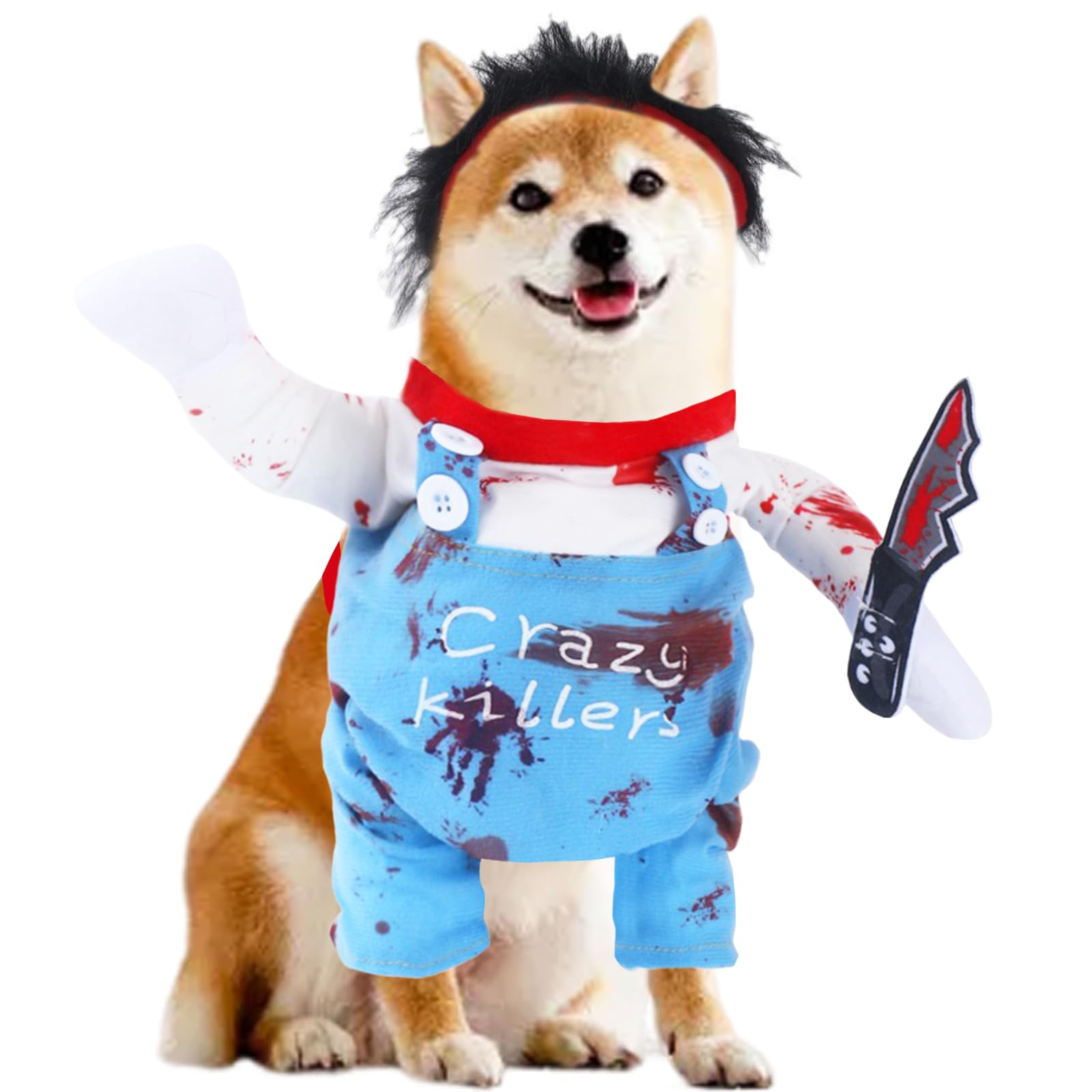 Dog Halloween Deadly Costume Set Cute Funny Cosplay Chucky Outfits Puppy Halloween Theme Party Clothes(X-Large)