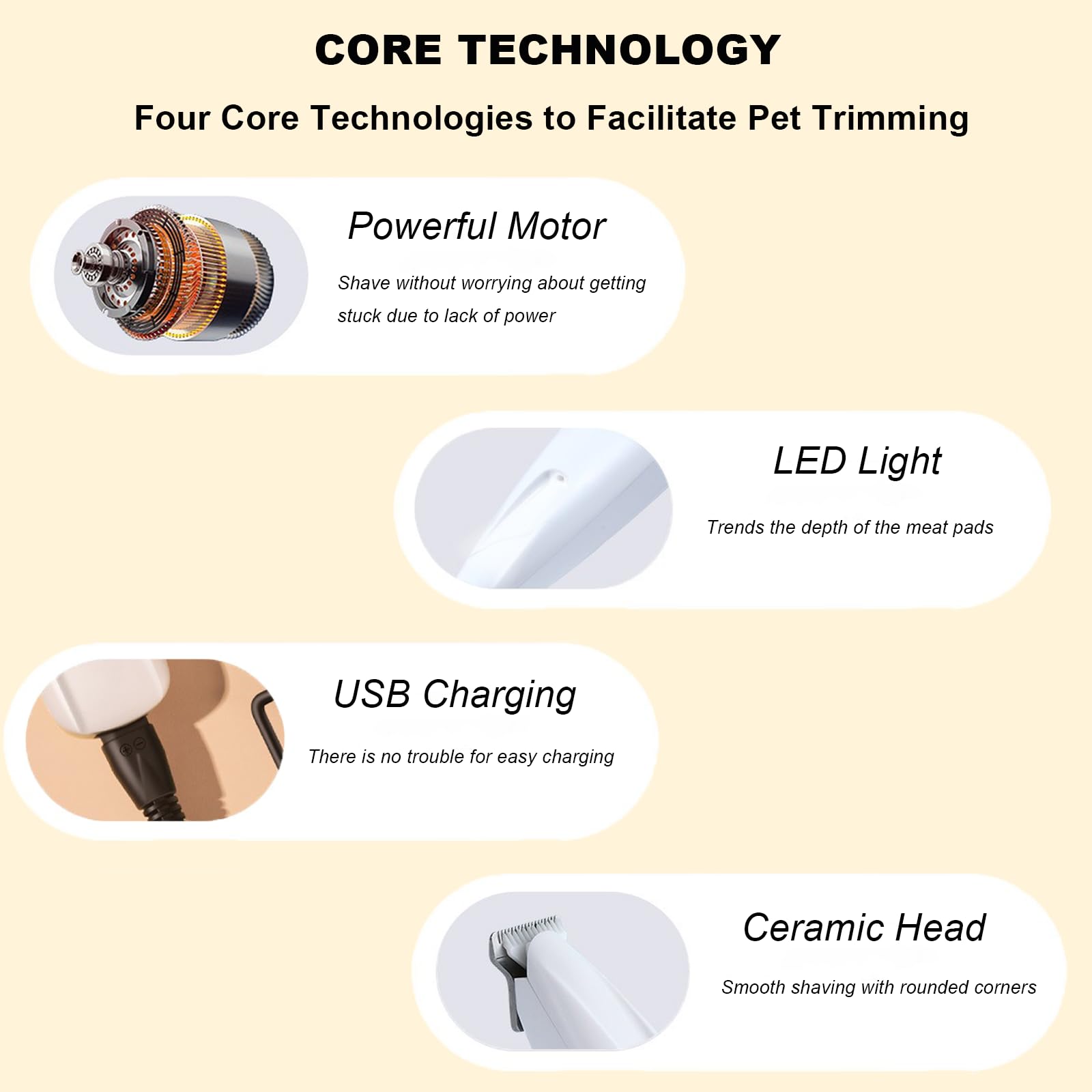 Generic Saffory Dog Trimmer, Pet Claw Trimmer With Led Light, Low Noise Usb Rechargeable Pet Clipper. Suitable For Dogs And Cats