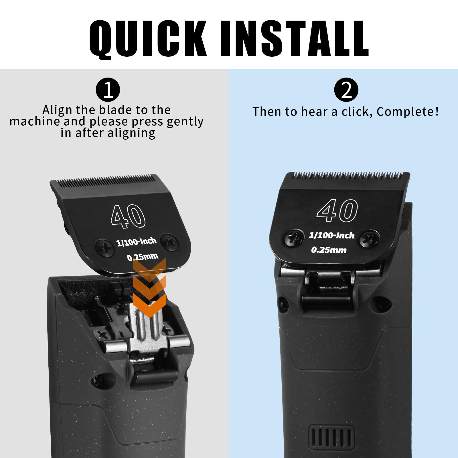 Yaziyir 3 Pack 40# Detachable Dog Grooming Steel Blades,Compatible With Andis,Oster A5,Wahl Km-10 Series,Cut Length 1/100'' 0.25