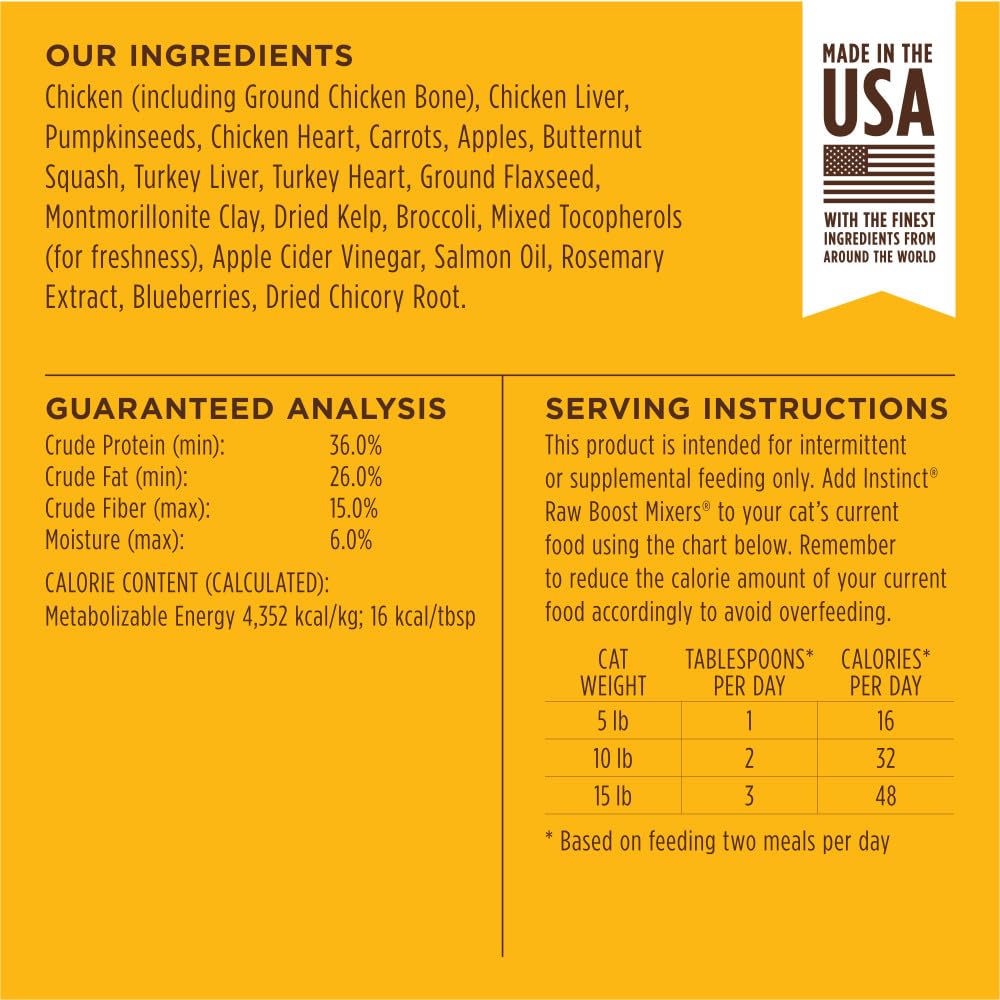 Instinct Raw Boost Mixers Freeze Dried Raw Cat Food Topper, Grain Free Cat Food Topper 6 Ounce (Pack of 1)