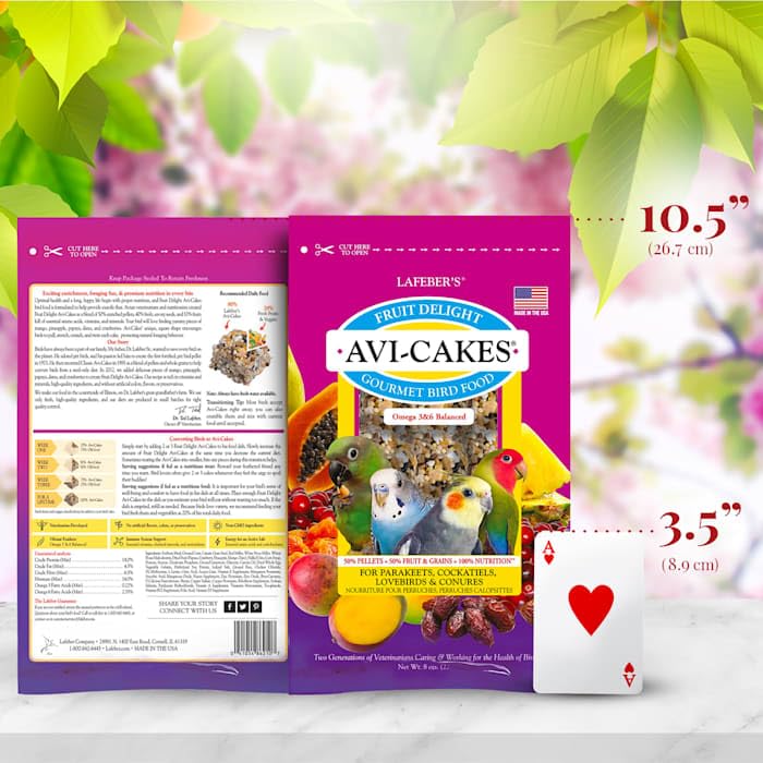 LAFEBERS Fruit Delight Avi-Cakes Pet Bird Food, Made with Non-GMO and Human-Grade Ingredients, for Cockatiels Conures Parakeets