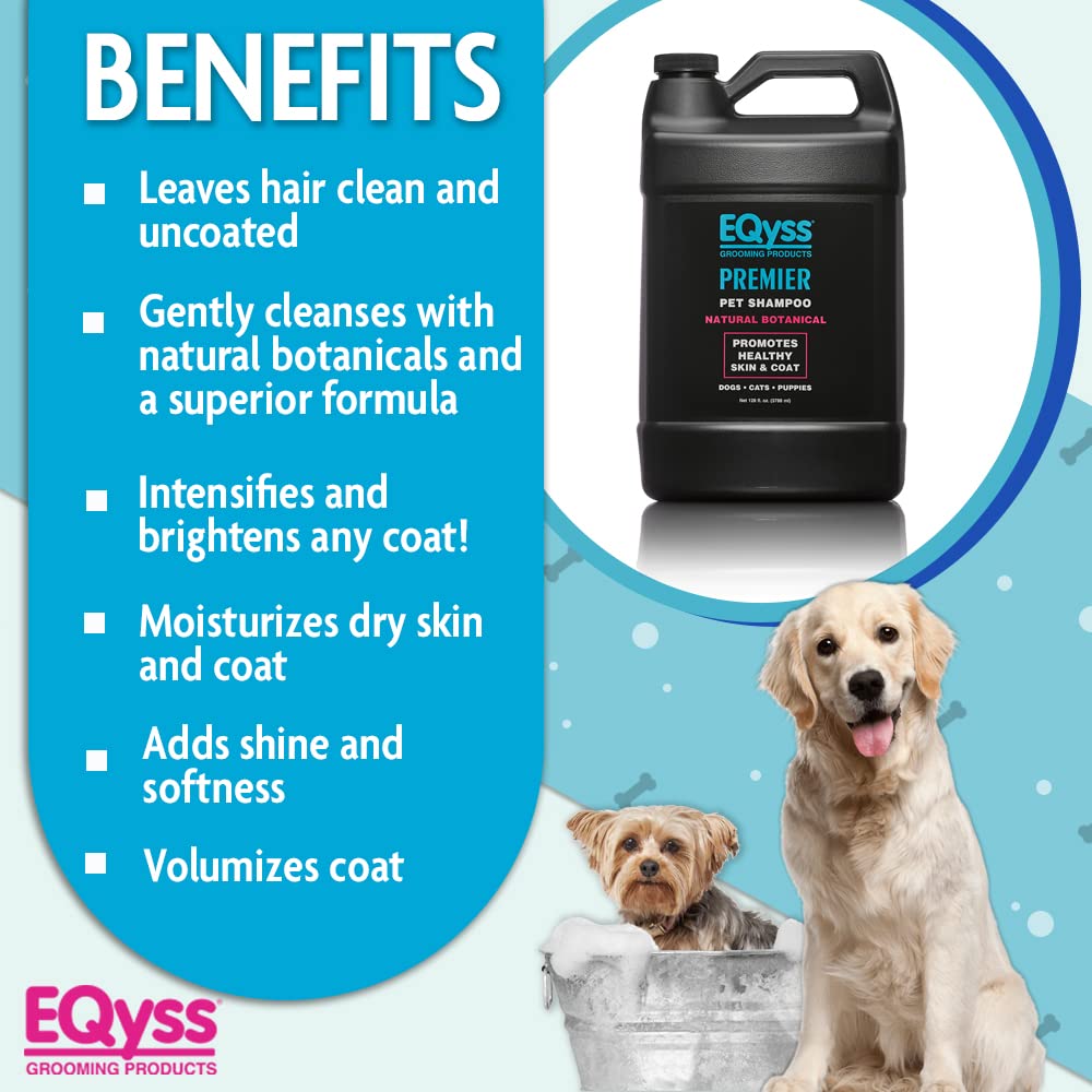 EQyss Premier Pet Shampoo - Cleanses & Moisturizes Coat, Adds Volume, Intensifies Colors, Residue-free Finish - for all Dogs, Ca