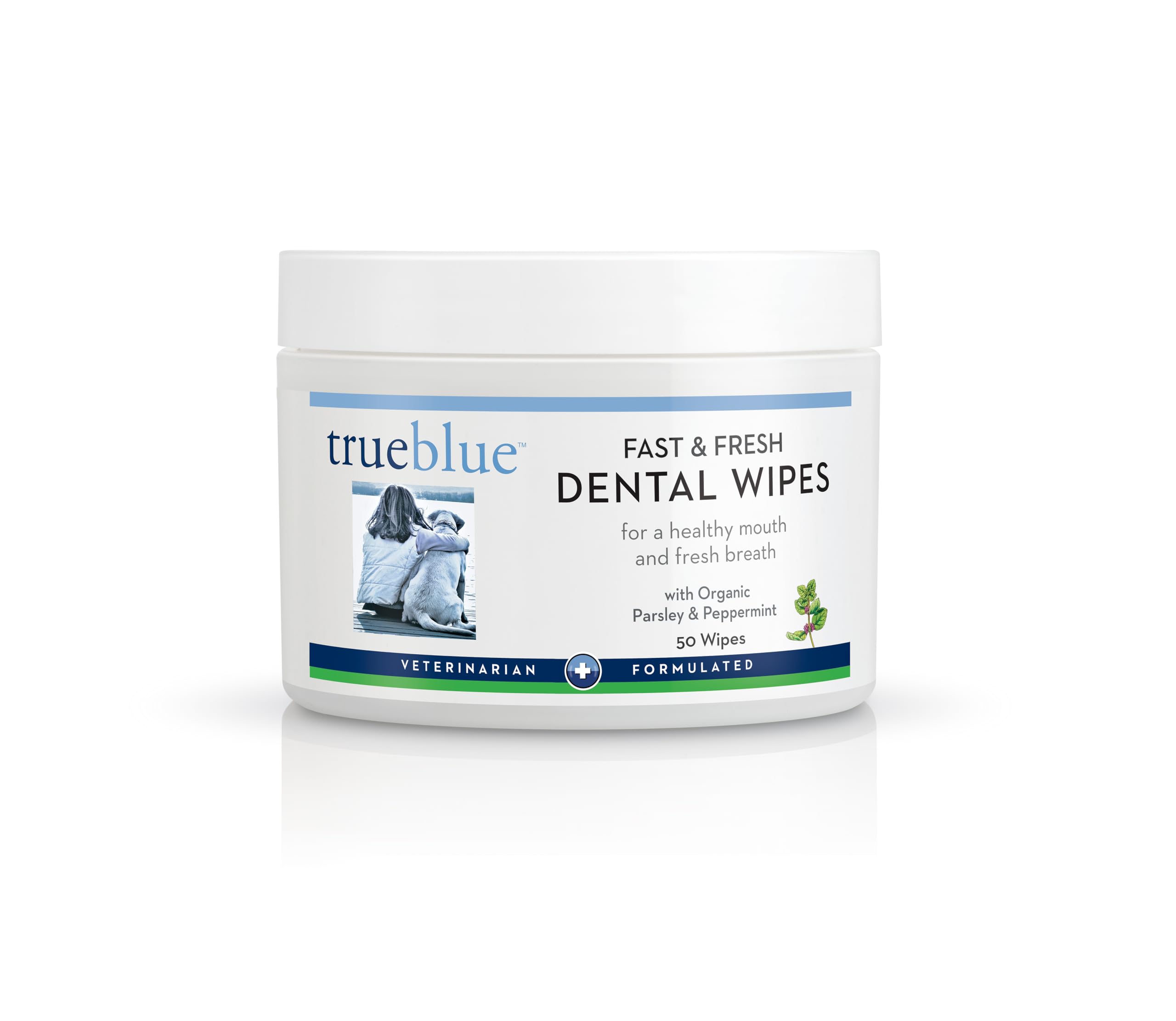 TrueBlue Parsley & Peppermint Fast and Fresh Dog Dental Wipes - Pre-Moistened Teeth Cleaning Pads - Non-Toxic, All-Natural Tooth