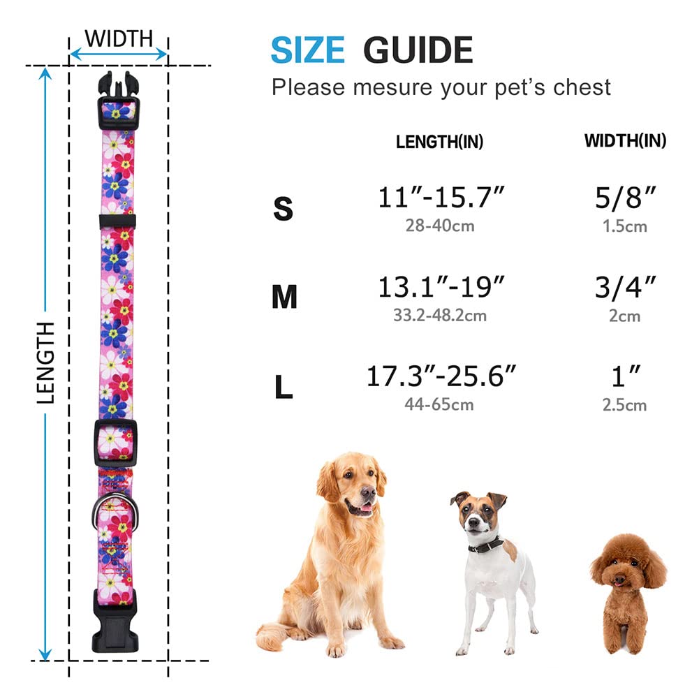 Rhea Rose Dog Collar Special Design Personalized Cute Girl Soft Collars Sunflower, Large