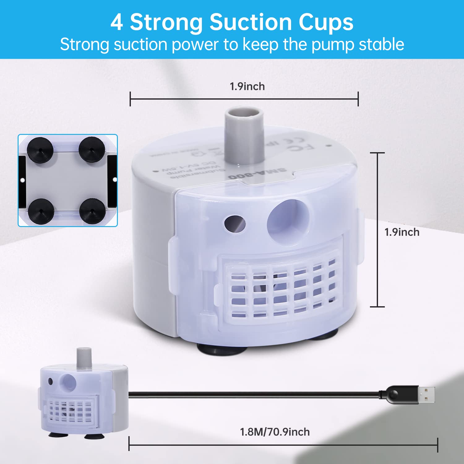 Cat Water Fountain Pump, Replacement Pump for Stainless Steel Pet Water Fountain, Pet Fountain Pump for Adjustable Water Flow Wa