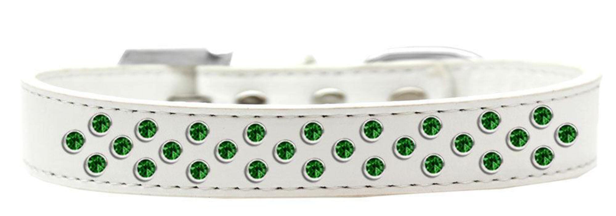 Mirage Pet Products Sprinkles Dog Collar with Emerald Green Crystals, Size 12, Red