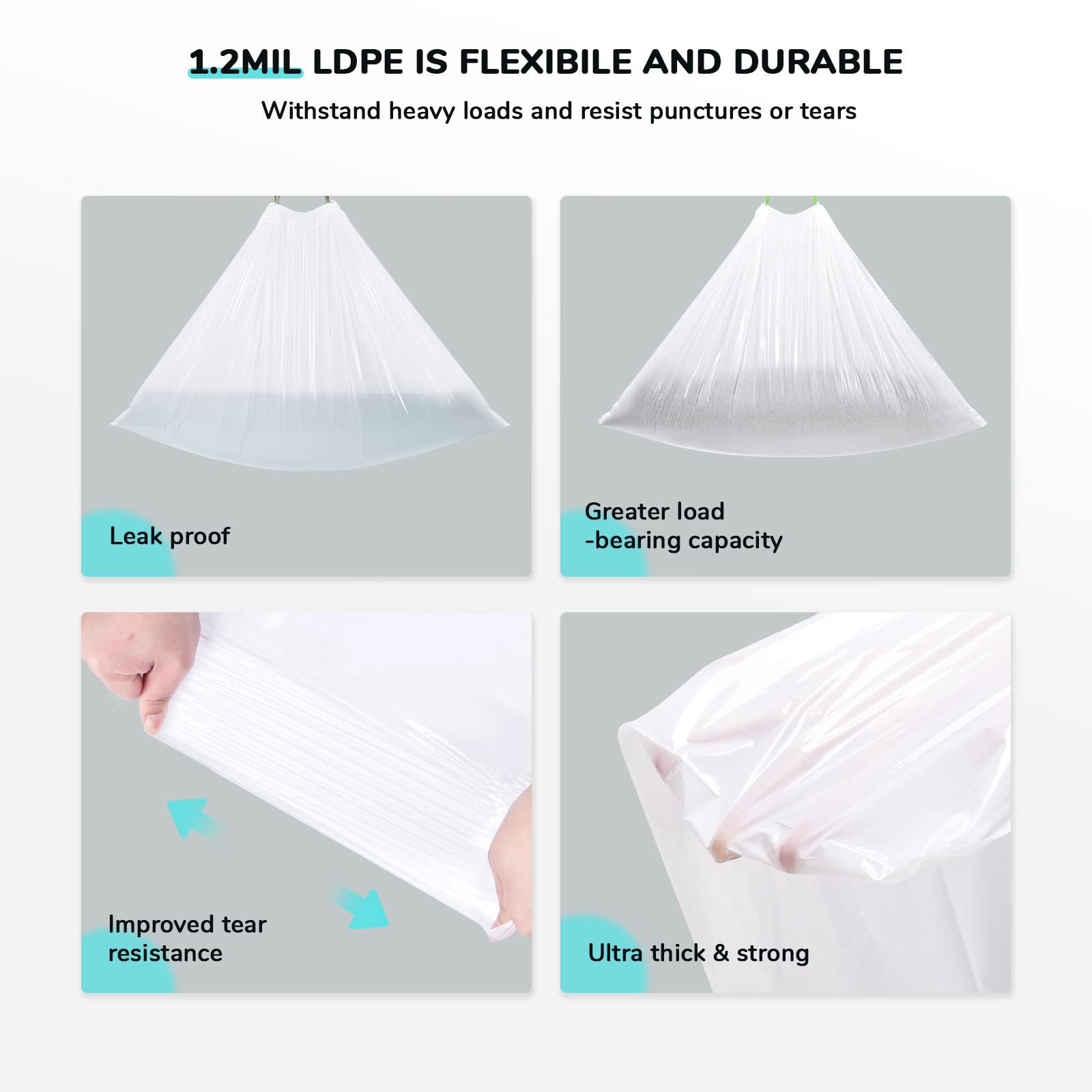 Bilibara 65 Count Drawstring Litter Box Liner Bags for Auto Self-Cleaning Litter Box, Extra Thick Leak Proof Cat Litter Replacem