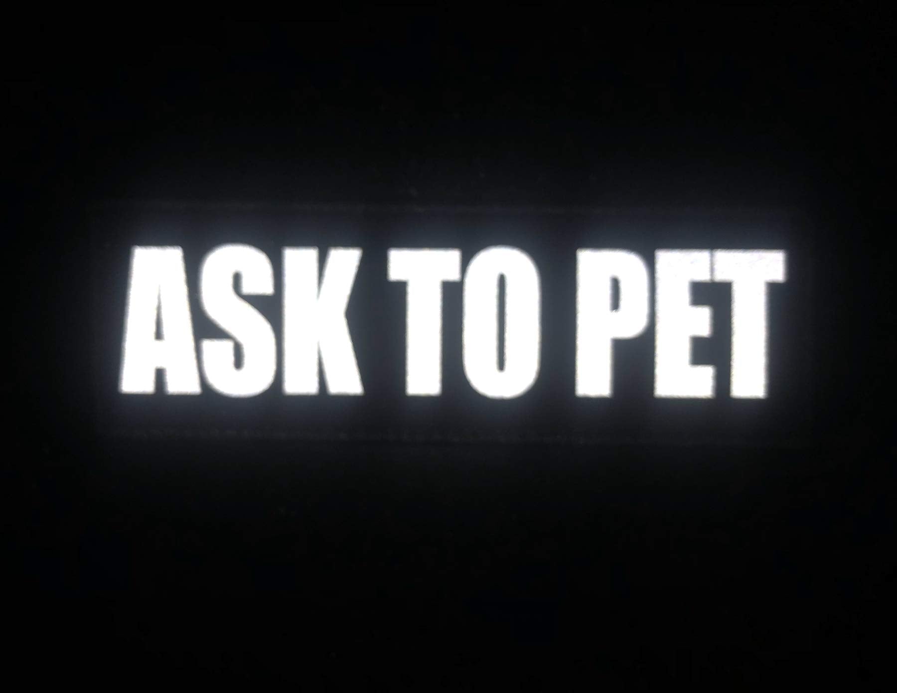 Jujupups Black Reflective Dog Patches 2 Pack Service Dog ,In Training, Do Not Pet, Tags With Hook And Loop Patches For Vests And Harnesses (Ask To Pet, 4X1 Inch)