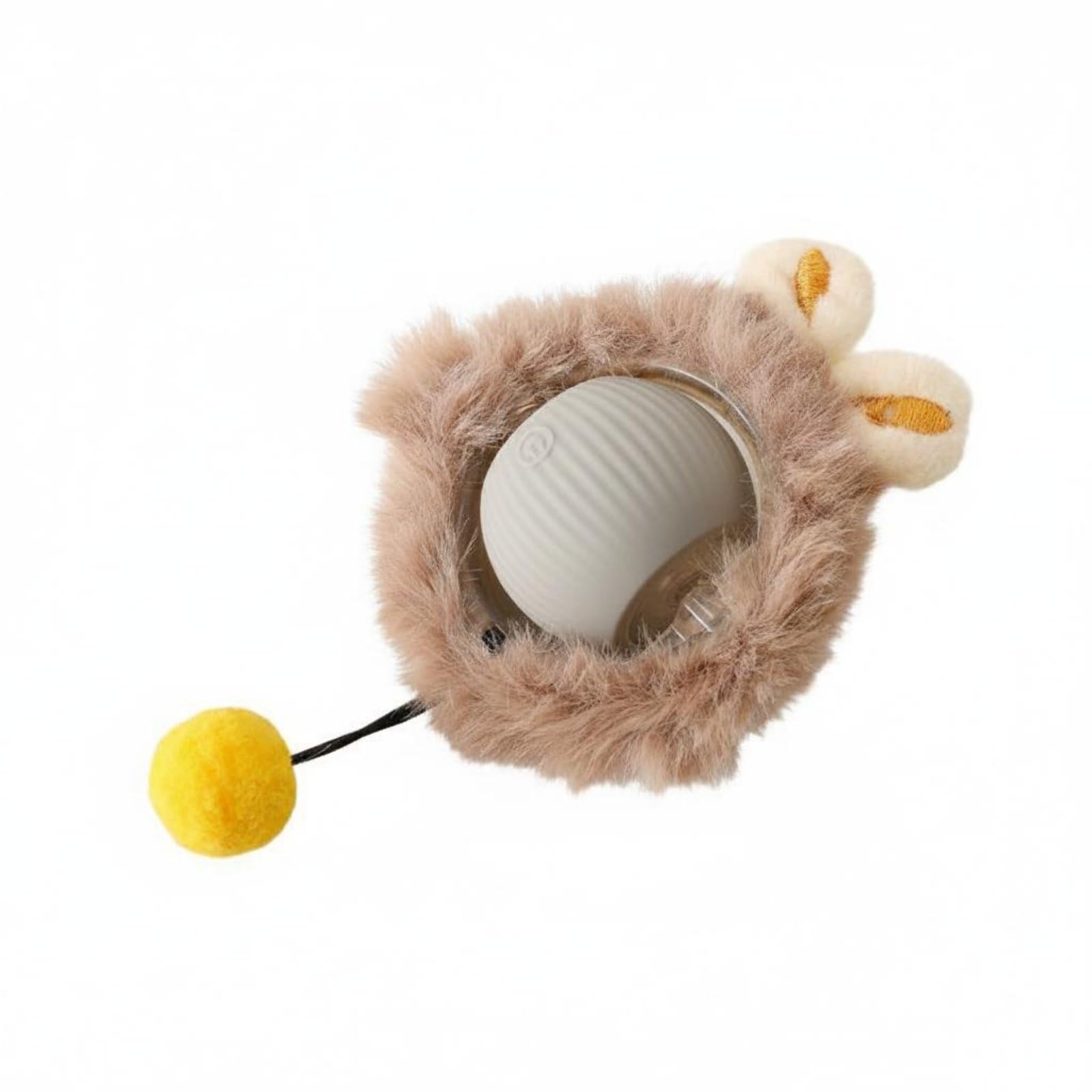 Heavenglow SoftTextured Soft Feline Toy Ball Furry Feline Ball Toy Ribbed Compact For Cats, Floor, Gray, Smart Wakeup