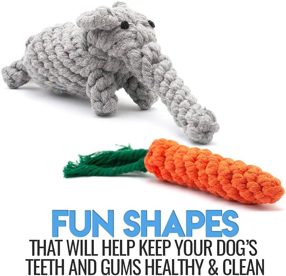 Otis & Claude Variety Pack Rope Toys For Small & Medium Dogs, Heavy Duty Dog Chew Toys For Aggressive Chewers, Cotton Chew Toys For Teething, 11-Count