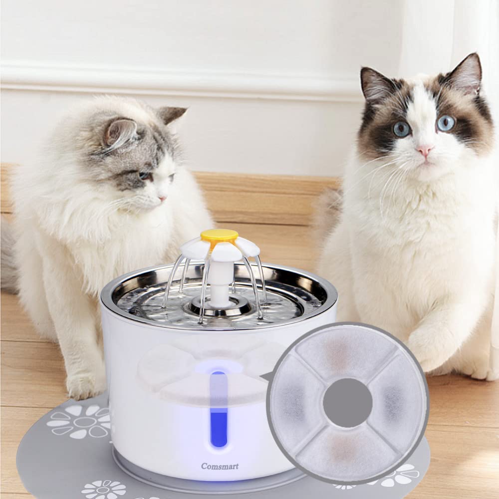 Comsmart Cat Water Fountain Filter For 81Oz/2.4L Pet Fountain, 3 Triple Filtration System Replacement Filter (Pack Of 8)