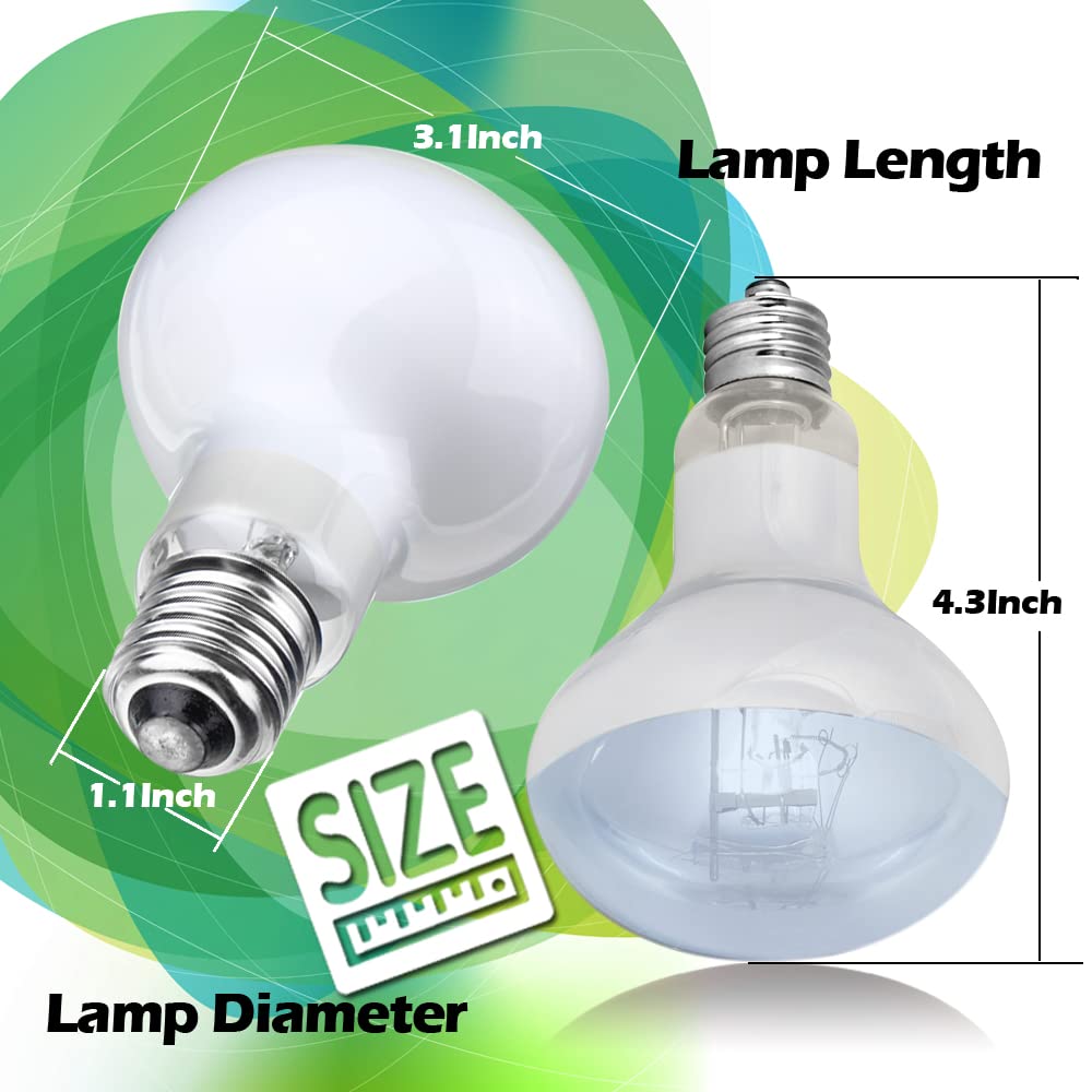 Mclanzoo 2 Pack 100W Uva Reptile Heat Lamp Bulb/Light Basking Spot Heat Lamp For Lizard,Tortoise,Bearded Dragon, Hedgehogs Reptiles & Amphibians With Stick-On Digital Temperature Thermometer