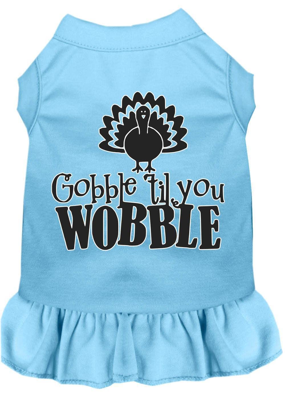 Thanksgiving Pet Dog & Cat Dress Screen Printed, "Gobble Til You Wobble" Black W/Bright Pink 3XL (25-35 lbs.)
