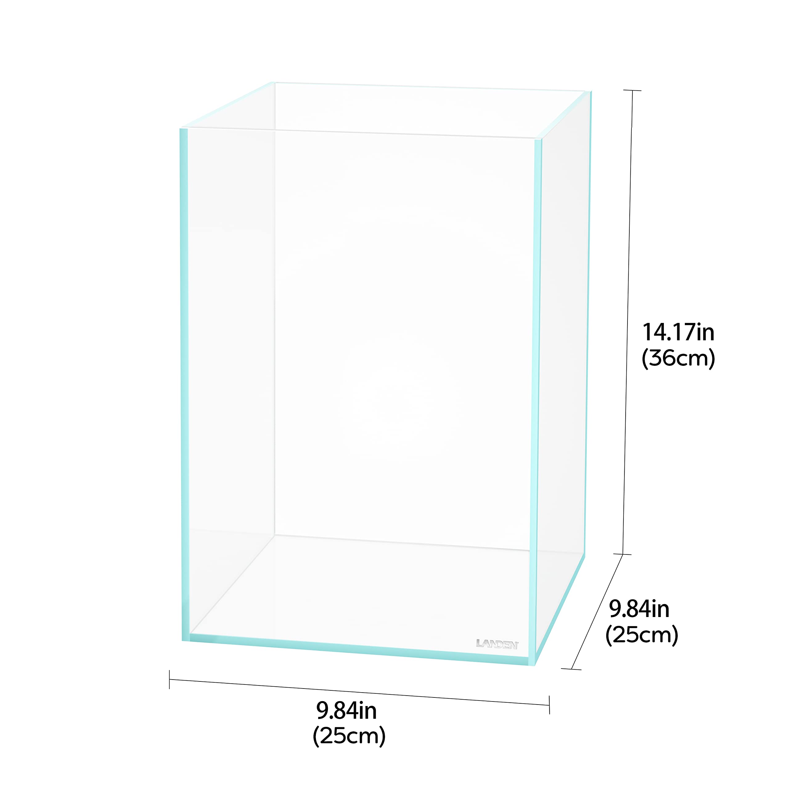 LANEDN Tall Tank Rimless Low Iron Tank 5.5GAL 9.8'' L    9.8'' W    14.2'' H(25X25X36) cm Small Aquascape Fish Tank, Vertical Aq