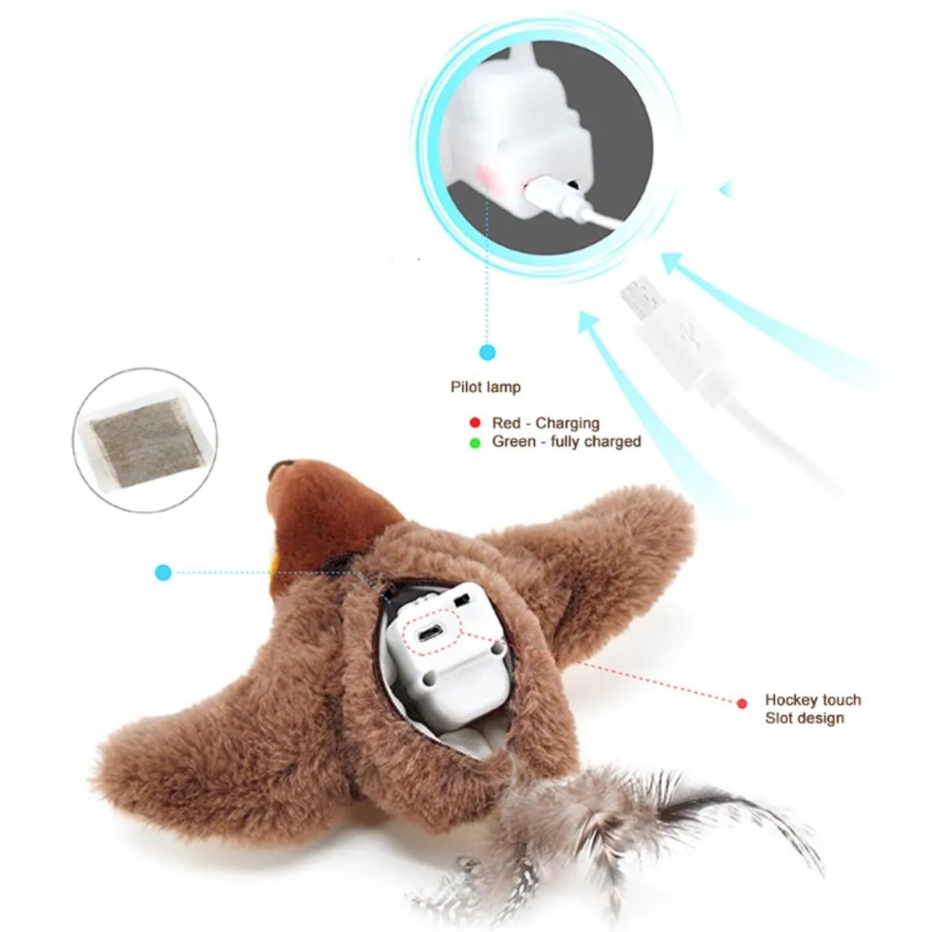 Interactive Flappy Bird Cat Toy With Chirping And Flapping Wings, (No Flying), Catnip-Infused, Perfect Cat Toys For Indoor Cats,