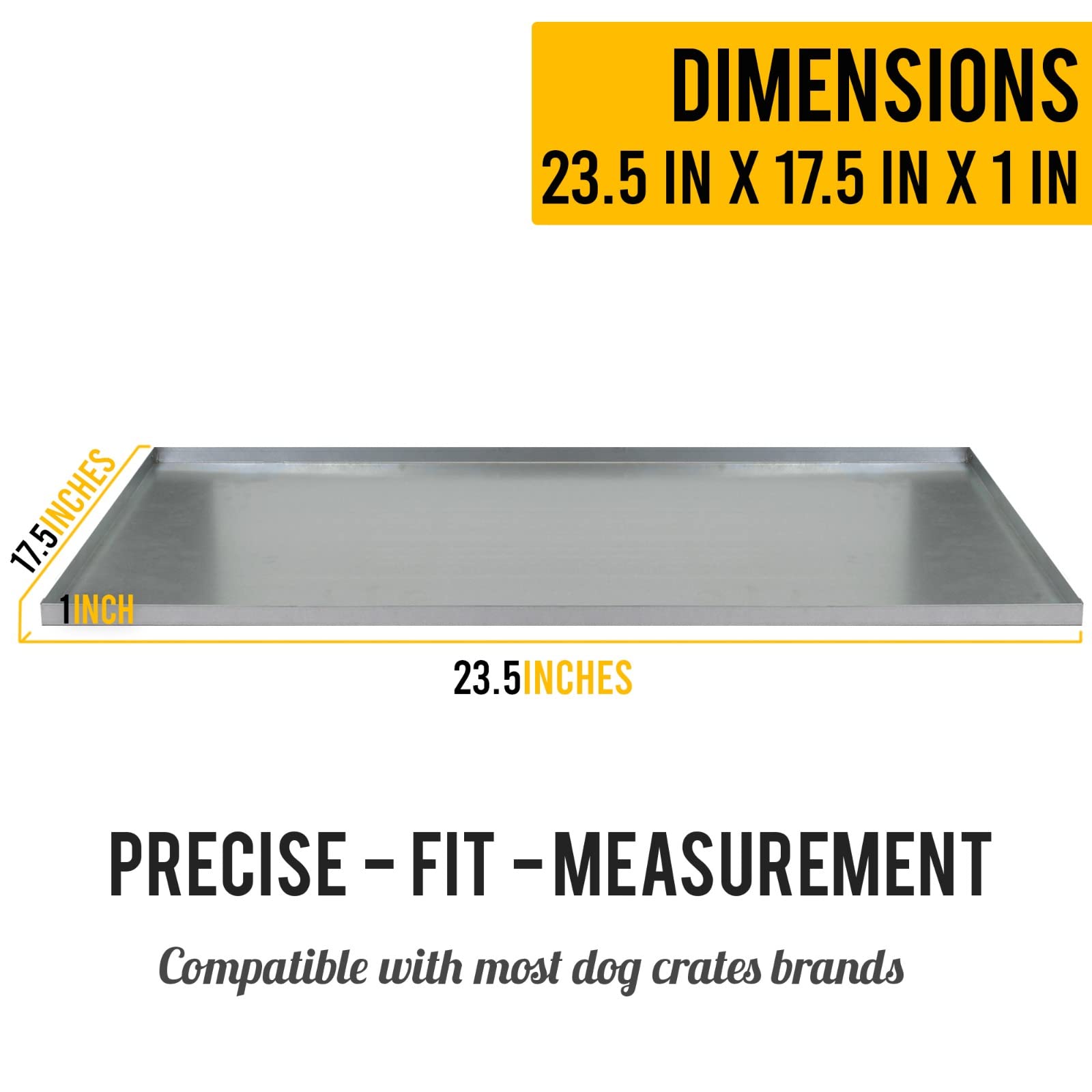 Kopeks - Heavy Duty Multipurpose Replacement Metal Tray - Galvanized - Rust & Crack Proof - Several For Pet Crates, Grease Trap And Others (23.5 X 17.5 Inches, Metal Tray)