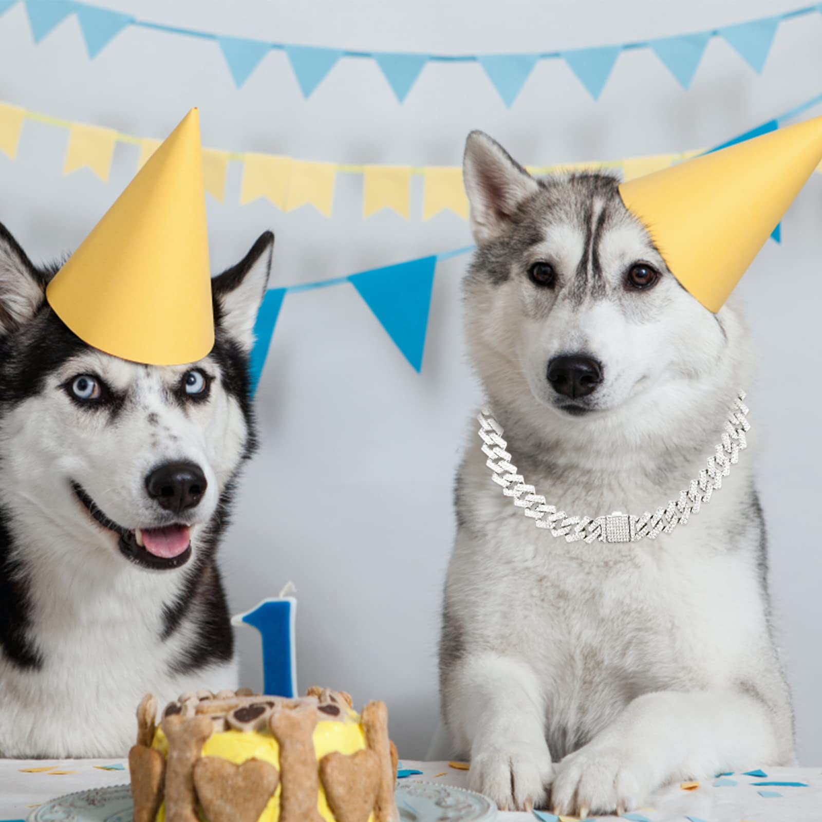 Dog Chain Glitter Diamond Cuban Collar - Walking Metal Chain With Design Secure Buckle - Pet Metal Link Chain Jewelry Accessorie