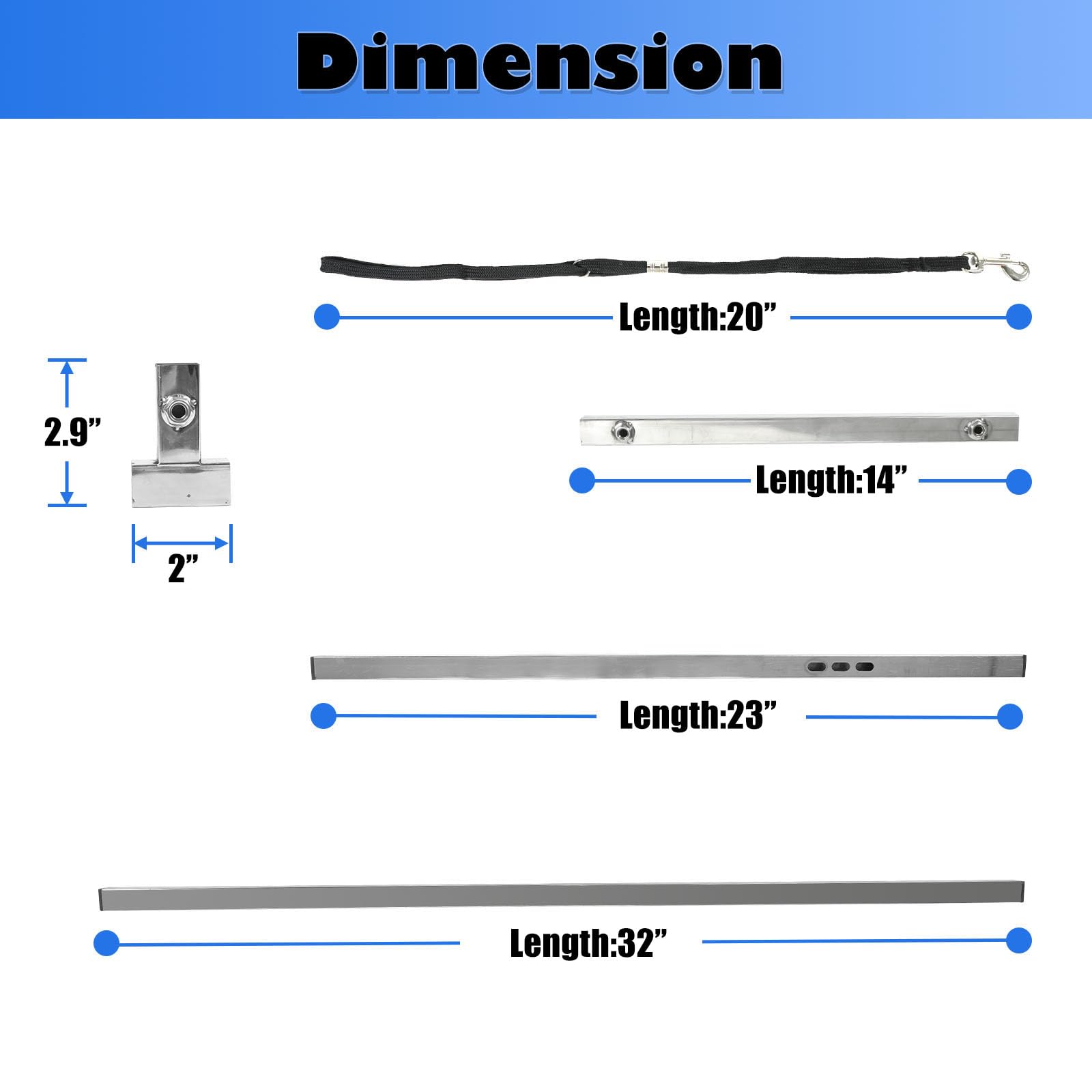 Confote Stainless Steel Adjustable Overhead Pet Grooming Arm With Clamps And Loop Nooses
