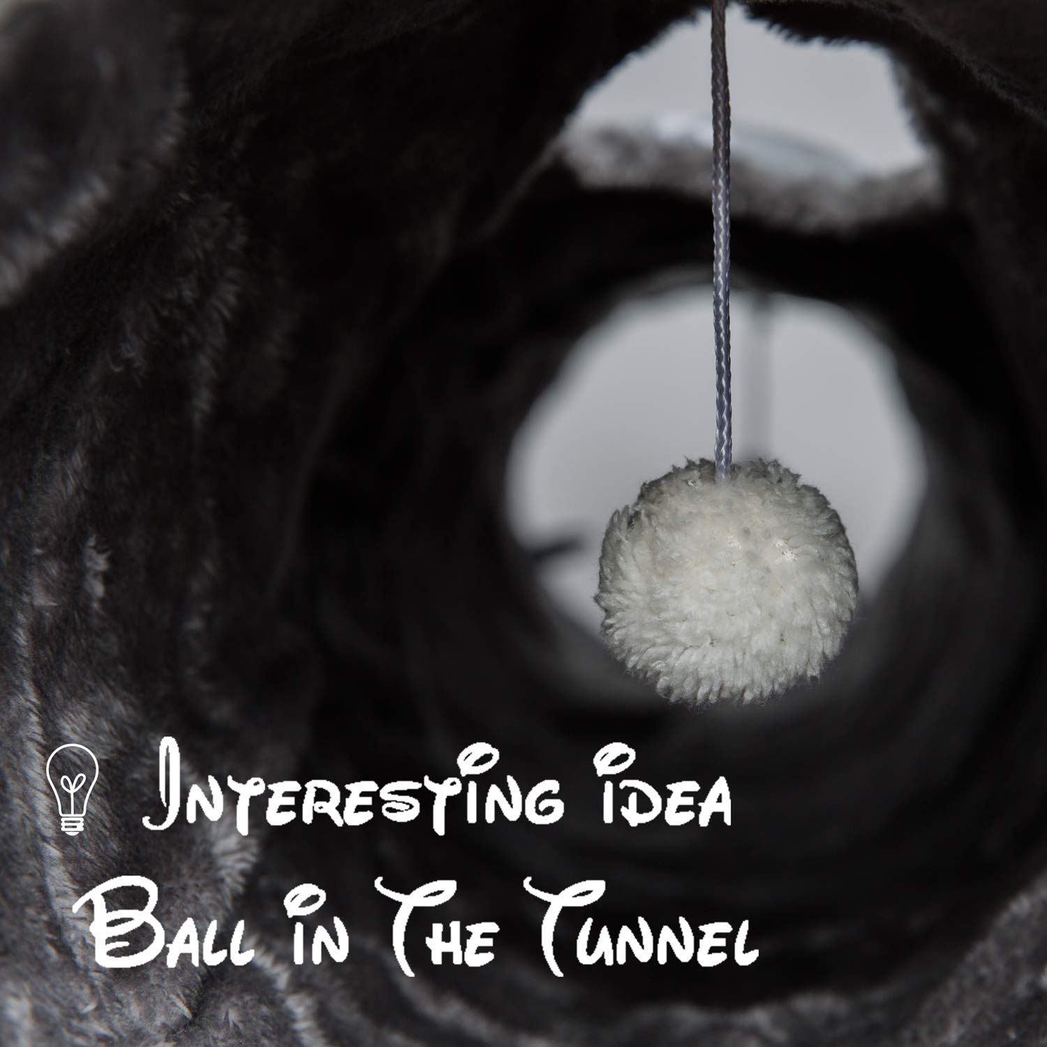 Luckitty Geometric Straight Cat Tunnel With Plush Inside,Cats Toys Collapsible Tunnel Tube With Balls, For Rabbits, Kittens, Ferrets,Puppy And Dogs,Diameter 11.8 Inch