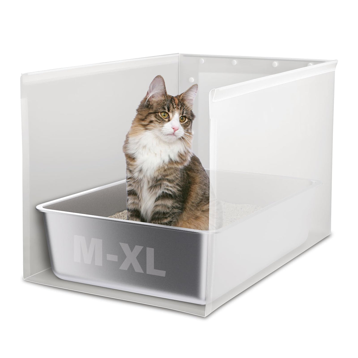 Holintan Litter Box Shield, 23.6''X15.7''X15.7''(Height) Xl Litter Box Splash Guard Without Leakage, High Sided Cat Litterbox Pe