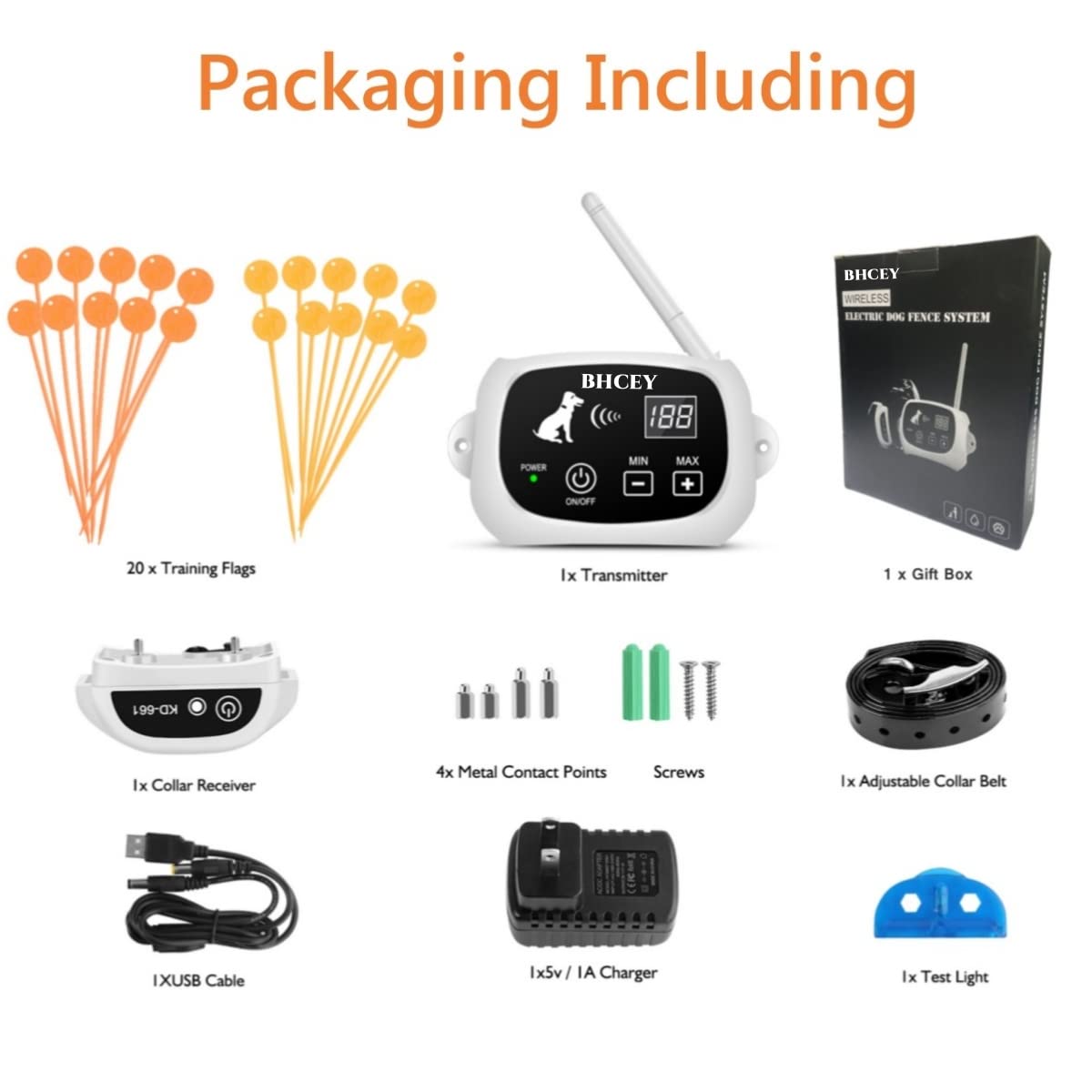 Bhcey Wireless Dog Fence,2023 Electric Fence System For Stubborn Dog,Wireless Dog Boundary Containment System,Rechargeable Collar,Large Signal Range Of 80-1640Ft,Suitable For Large & Small Dogs