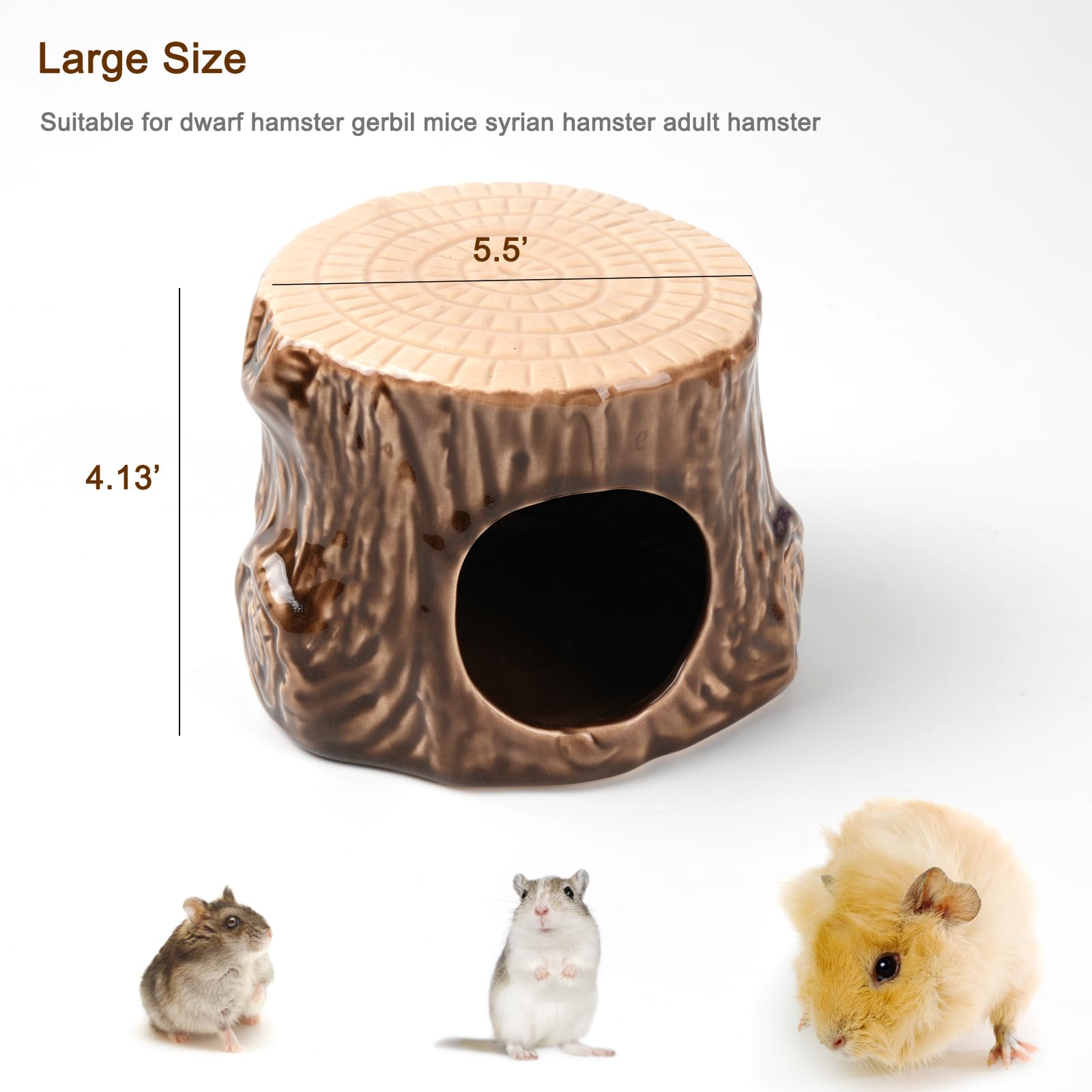 Zhilishu Ceramic Hamster Hideout, Hamster House And Habitat, Syrian Hideout Decor Cool Bed For All Season Gerbil, Mice Guinea Pi