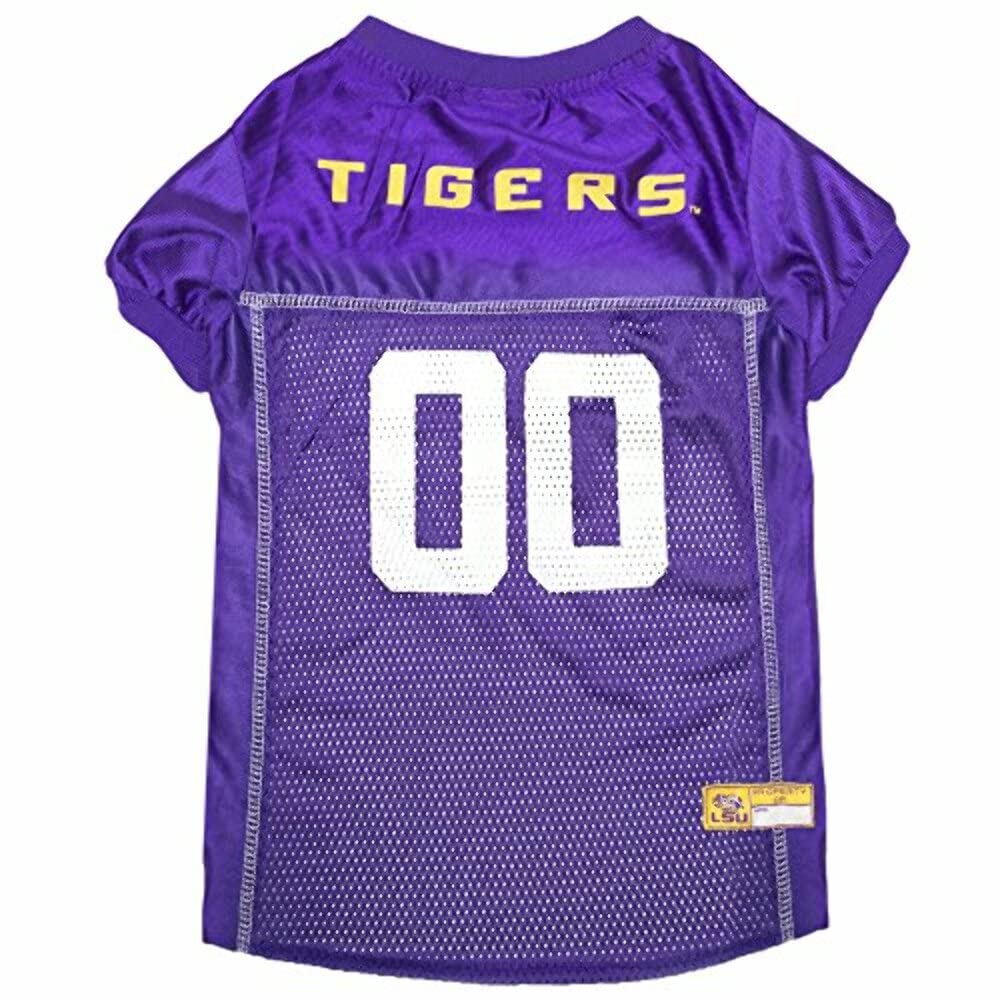 Pets First NCAA College LSU Tigers Mesh Jersey for DOGS & CATS, X-Large. Licensed Dog Jersey with your Favorite Football/Basketb