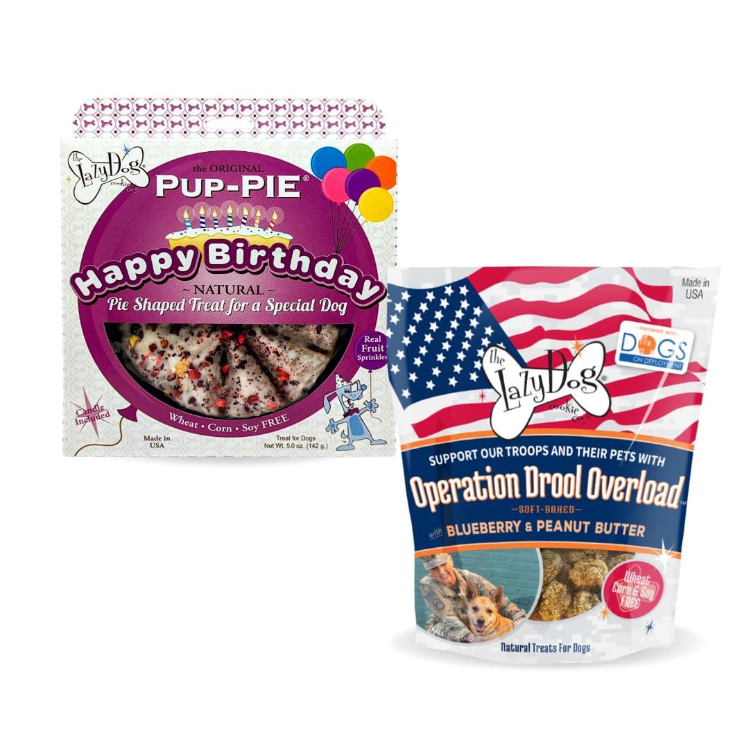 The Lazy Dog Pup-Pie - Original Pup-Pie - Happy Birthday Dog Treat For A Special Dog, 5 Oz (Drool Overload, Pie With Treats)