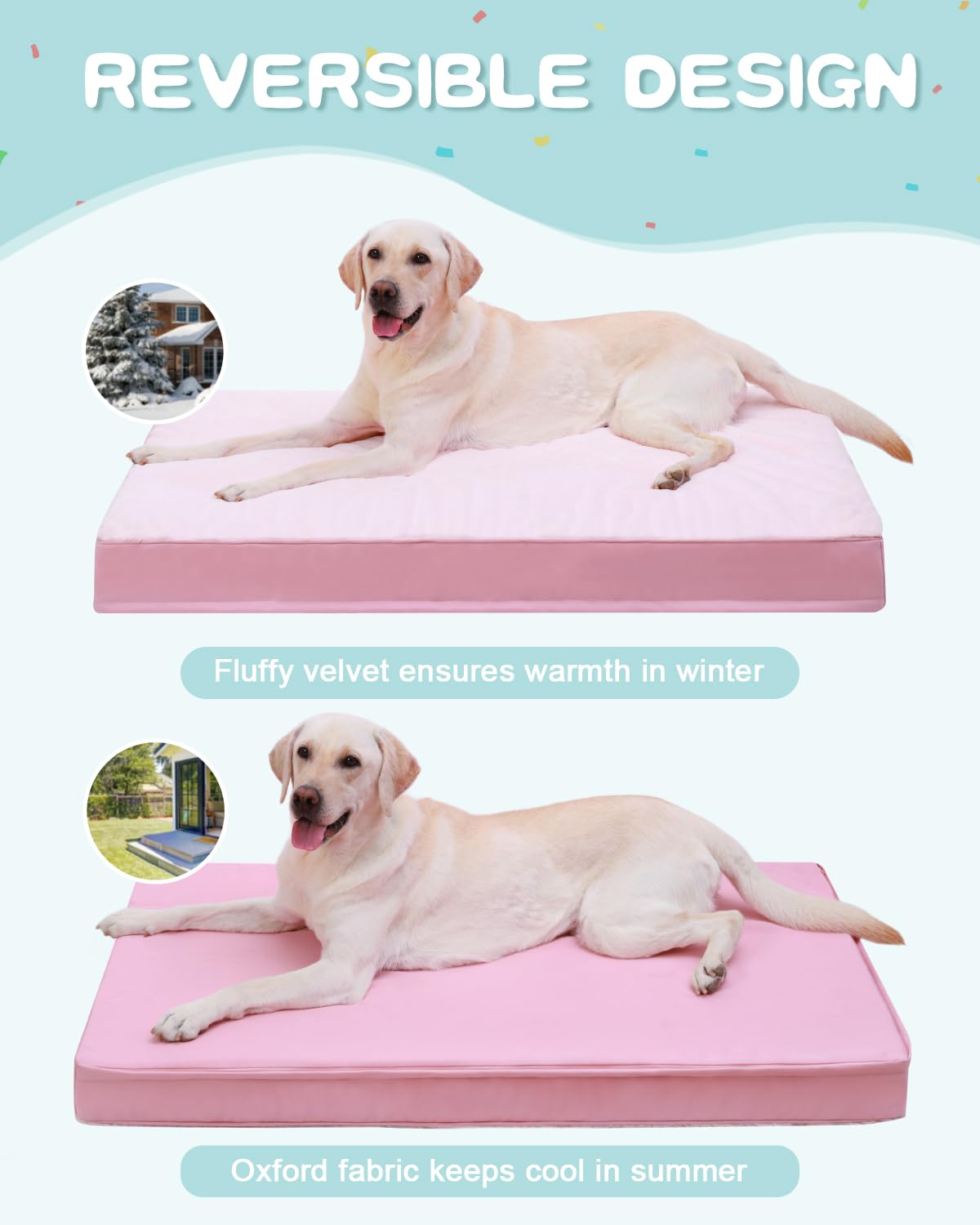 Ksiia Orthopedic Dog Bed - Waterproof & Washable With Removable Cover, Deluxe Plush Egg Crate Foam Design For Large Dogs, 47X29